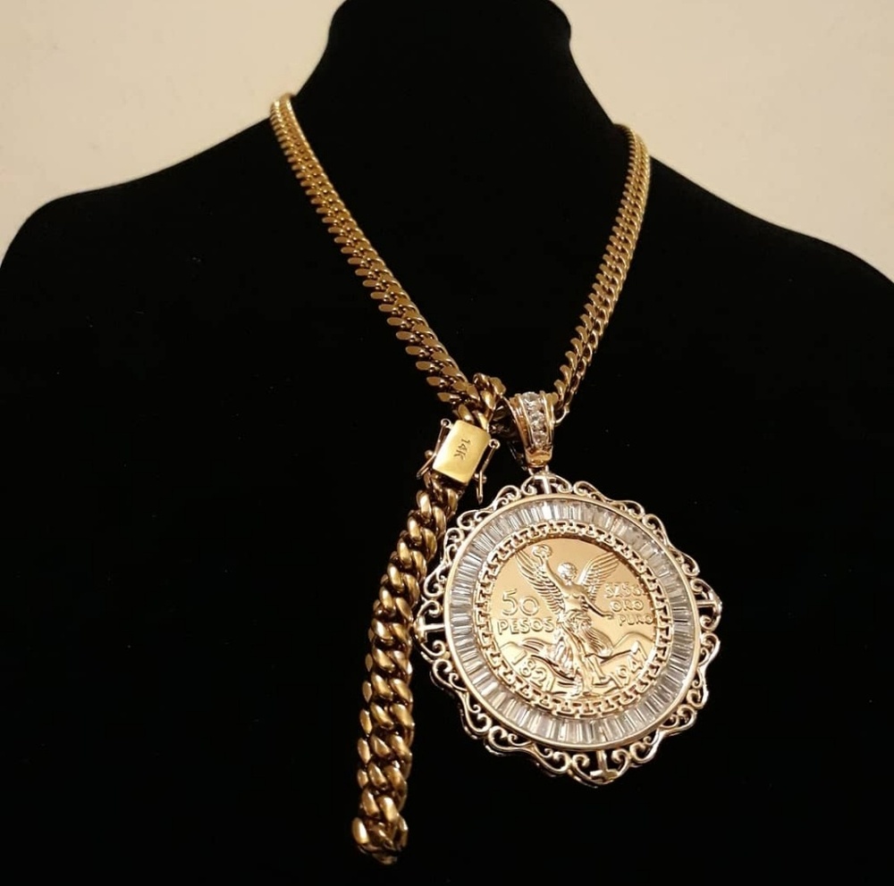 18k gold plated Cuban link Chain Pendant Bracelet